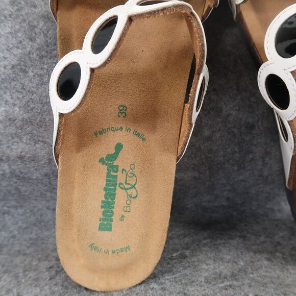 BioNatura Shoes Womens 39 Wedge Sandal Slides Fashion Comfort Double Strap White - Picture 7 of 11